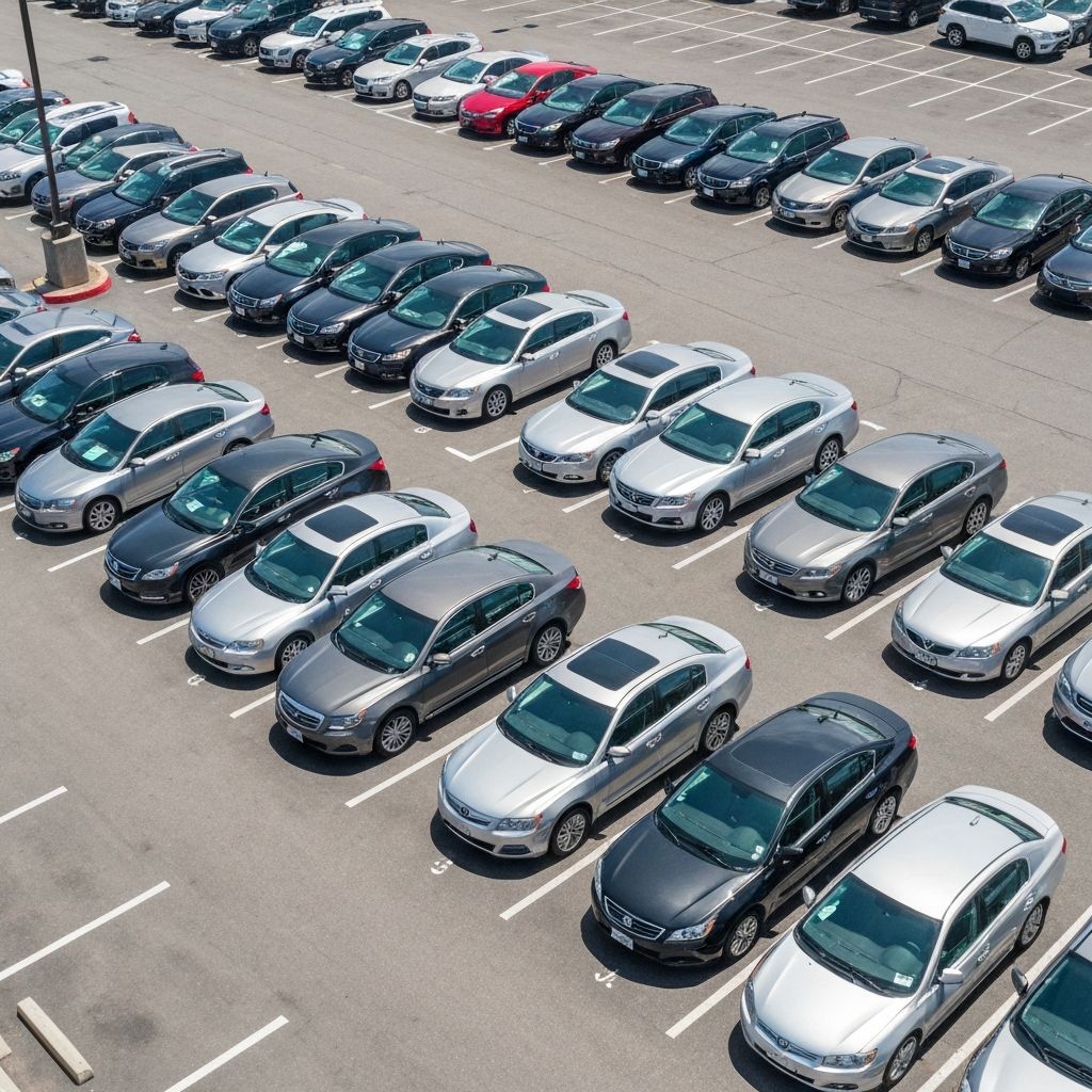 Rental fleet in parking lot